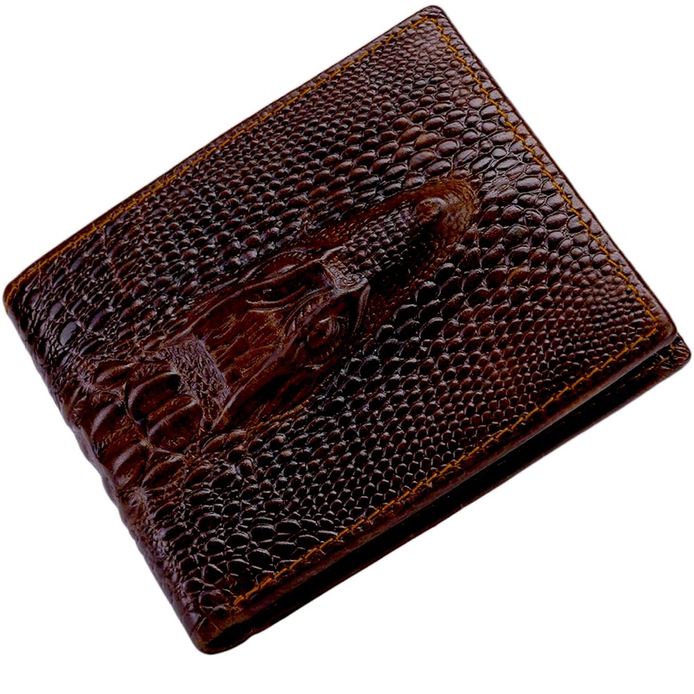 Mens Wallet with 3D Alligator Pattern, Leather Wallets for Men RFID Blocking,